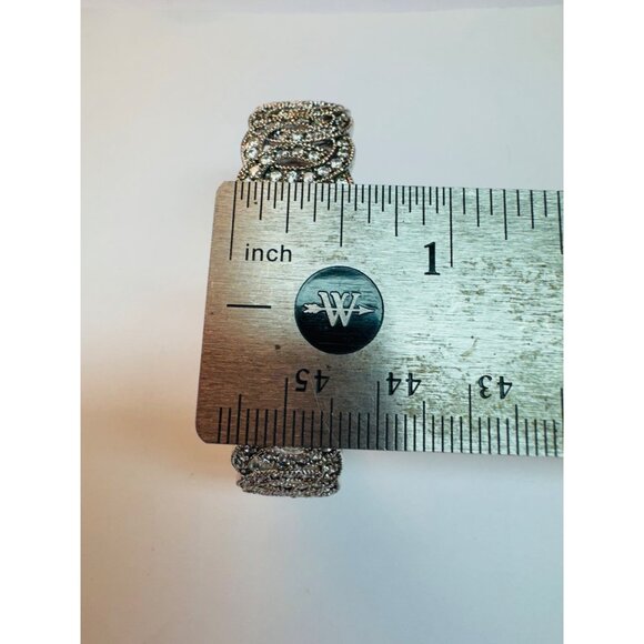 Vintage Sterling Silver 925 CZ Interlocking Circle Cuff Bangle Bracelet 39.5g - Picture 11 of 13